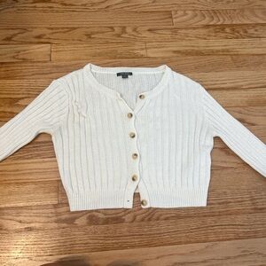 White ribbed cropped cardigan